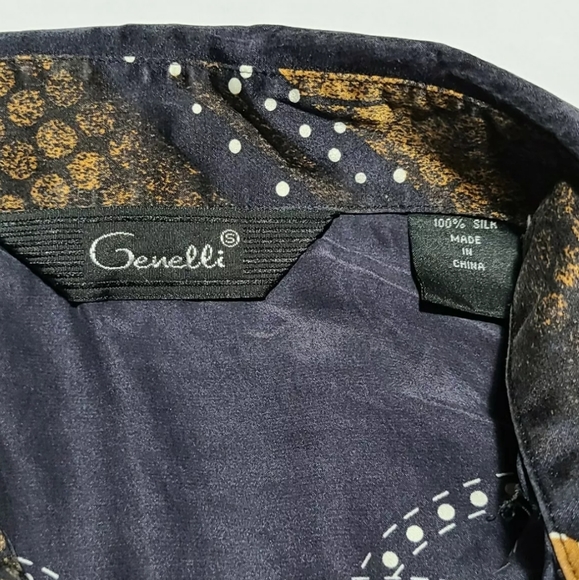 Genelli Men's Silk Shirt Abstract Gaudy - Picture 3 of 3